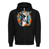 Black Daisy Goat With Background Zipper Hoodie - RanaPortraitStore