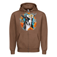Chestnut Daisy Goat With Background Zipper Hoodie - RanaPortraitStore