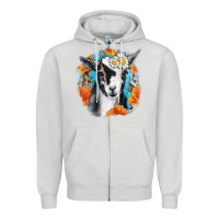 Dove Grey Daisy Goat With Background Zipper Hoodie - RanaPortraitStore