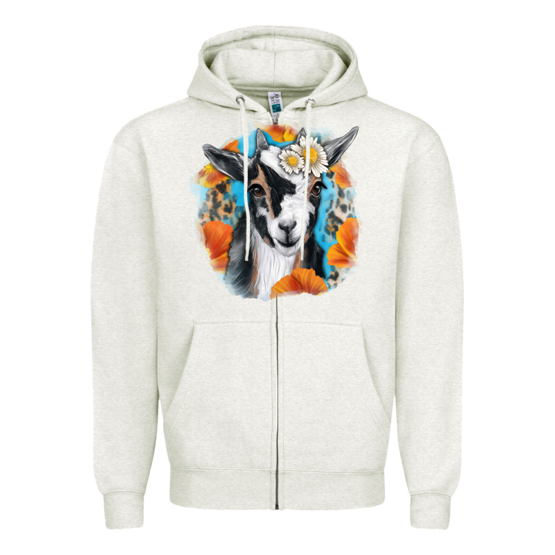 Daisy Goat With Background Zipper Hoodie by RanaPortraitStore | Teevron