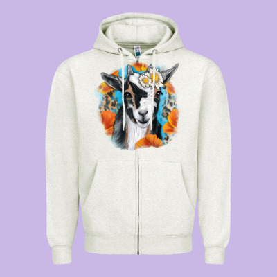 Daisy Goat With Background Zipper Hoodie Designed By Ranaportraitstore
