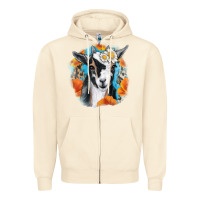 Sandshell Daisy Goat With Background Zipper Hoodie - RanaPortraitStore