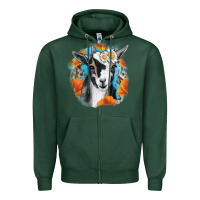 Sports Green Daisy Goat With Background Zipper Hoodie - RanaPortraitStore