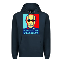 Navy who is your vladdy Premium Hoodie - linhVisuals