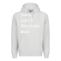 Dove Grey peace love & electronic music  edm techno t shirt Premium Hoodie - linhVisuals