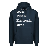Navy peace love & electronic music  edm techno t shirt Premium Hoodie - linhVisuals