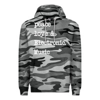 Slate Camo peace love & electronic music  edm techno t shirt Premium Hoodie - linhVisuals
