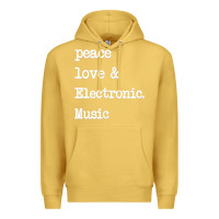 Antique Gold peace love & electronic music  edm techno t shirt Premium Hoodie - linhVisuals