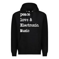 Black peace love & electronic music  edm techno t shirt Premium Hoodie - linhVisuals