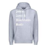 Heather Grey peace love & electronic music  edm techno t shirt Premium Hoodie - linhVisuals