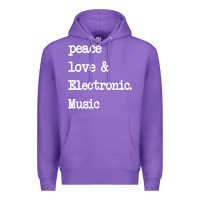 Purple peace love & electronic music  edm techno t shirt Premium Hoodie - linhVisuals