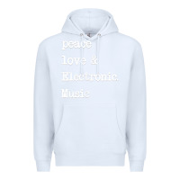 White peace love & electronic music  edm techno t shirt Premium Hoodie - linhVisuals