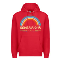 Red genesis 913 god's promise faithfully rainbow bible verse t shirt Premium Hoodie - linhVisuals