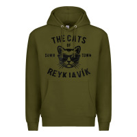 Army Green cats of downtown reykjavik t shirt Premium Hoodie - linhVisuals