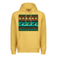 Antique Gold turquoise horse and bullskull aztec  pattern Premium Hoodie - BarkalooDesign
