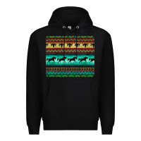 Black turquoise horse and bullskull aztec  pattern Premium Hoodie - BarkalooDesign