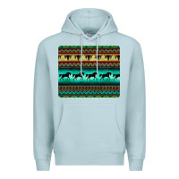 Blue Mist turquoise horse and bullskull aztec  pattern Premium Hoodie - BarkalooDesign