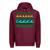 Burgundy turquoise horse and bullskull aztec  pattern Premium Hoodie - BarkalooDesign