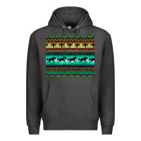 Charcoal Heather turquoise horse and bullskull aztec  pattern Premium Hoodie - BarkalooDesign