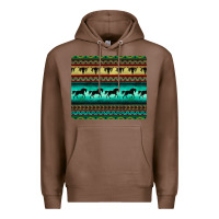 Chestnut turquoise horse and bullskull aztec  pattern Premium Hoodie - BarkalooDesign