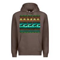 Coffee turquoise horse and bullskull aztec  pattern Premium Hoodie - BarkalooDesign