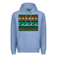 Colony Blue turquoise horse and bullskull aztec  pattern Premium Hoodie - BarkalooDesign