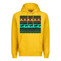 Lemon turquoise horse and bullskull aztec  pattern Premium Hoodie - BarkalooDesign
