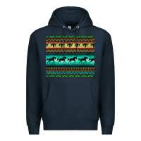 Navy turquoise horse and bullskull aztec  pattern Premium Hoodie - BarkalooDesign