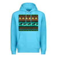 Ocean Blue turquoise horse and bullskull aztec  pattern Premium Hoodie - BarkalooDesign