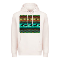 Pale Pink turquoise horse and bullskull aztec  pattern Premium Hoodie - BarkalooDesign