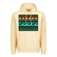 Pina Colada turquoise horse and bullskull aztec  pattern Premium Hoodie - BarkalooDesign