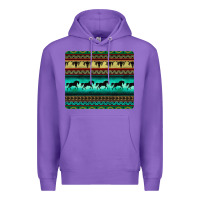 Purple turquoise horse and bullskull aztec  pattern Premium Hoodie - BarkalooDesign