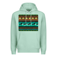 Seafoam turquoise horse and bullskull aztec  pattern Premium Hoodie - BarkalooDesign