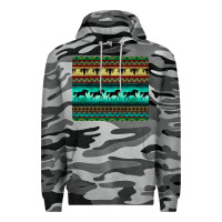 Slate Camo turquoise horse and bullskull aztec  pattern Premium Hoodie - BarkalooDesign