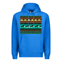 True Royal turquoise horse and bullskull aztec  pattern Premium Hoodie - BarkalooDesign