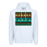 White turquoise horse and bullskull aztec  pattern Premium Hoodie - BarkalooDesign