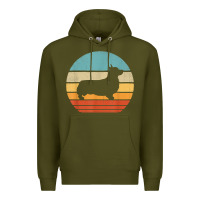 Army Green corgi retro vintage 60s 70s sunset dog lovers men women t shirt Premium Hoodie - linhVisuals