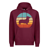 Burgundy corgi retro vintage 60s 70s sunset dog lovers men women t shirt Premium Hoodie - linhVisuals