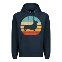 Navy corgi retro vintage 60s 70s sunset dog lovers men women t shirt Premium Hoodie - linhVisuals