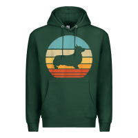 Sports Green corgi retro vintage 60s 70s sunset dog lovers men women t shirt Premium Hoodie - linhVisuals
