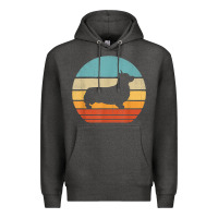 Charcoal Heather corgi retro vintage 60s 70s sunset dog lovers men women t shirt Premium Hoodie - linhVisuals