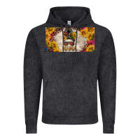 Vintage Black mess bun mama with sunflowers and colorful leopard license plate Vintage Hoodie - BarkalooDesign