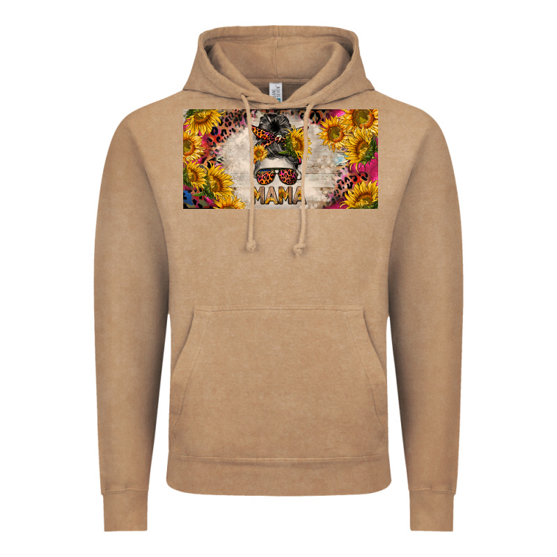 Mess Bun Mama With Sunflowers And Colorful Leopard License Plate Vintage Hoodie by BarkalooDesign | Teevron