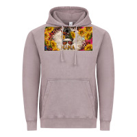 Vintage Zinc mess bun mama with sunflowers and colorful leopard license plate Vintage Hoodie - BarkalooDesign