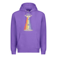 Purple vintage alien weed pot leaf ufo abduction marijuana cannabis t shirt Premium Hoodie - linhVisuals