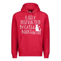 Cardinal easily distracted by cats and books   cute book lover t shirt Premium Hoodie - linhVisuals