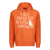 Carrot easily distracted by cats and books   cute book lover t shirt Premium Hoodie - linhVisuals