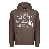 Coffee easily distracted by cats and books   cute book lover t shirt Premium Hoodie - linhVisuals