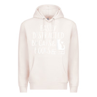 Pale Pink easily distracted by cats and books   cute book lover t shirt Premium Hoodie - linhVisuals