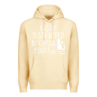 Pina Colada easily distracted by cats and books   cute book lover t shirt Premium Hoodie - linhVisuals
